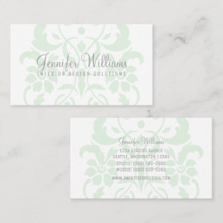 Mint Green Subtle Damask Visitekaartje