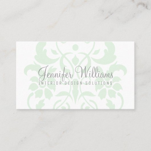 Mint Green Subtle Damask Visitekaartje (Voorkant)