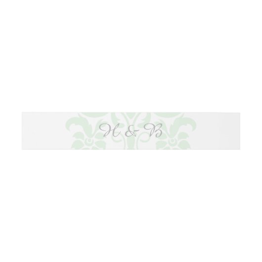 Mint Green Subtle Damask Wedding Belly Bands Uitnodigingen Wikkel (Vlak)