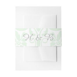 Mint Green Subtle Damask Wedding Belly Bands Uitnodigingen Wikkel