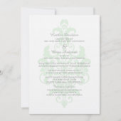Mint Green Subtle Damask Wedding Invite Kaart (Voorkant)