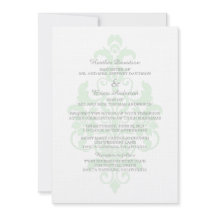 Mint Green Subtle Damask Wedding Invite