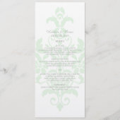 Mint Green Subtle Damask Wedding Menu (Voorkant)