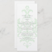 Mint Green Subtle Damask Wedding Menu (Voorkant / Achterkant)
