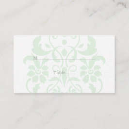 Mint Green Subtle Damask Wedding Place Cards Plaatskaartje