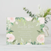 Mint Green Succulent Flower Wedding Save the Date (Staand voorkant)