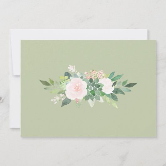 Mint Green Succulent Flower Wedding Save the Date (Achterkant)