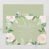 Mint Green Succulent Flower Wedding Save the Date (Voorkant / Achterkant)