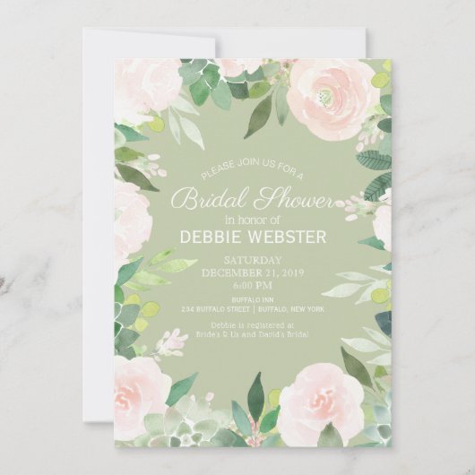 Mint Green Succulent Flower Wedding Vrijgezellenfe Kaart (Voorkant)