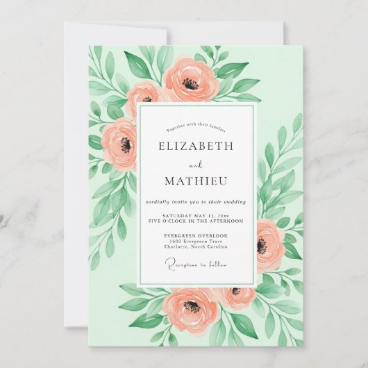 Mint Green Sumptuous Spring Wedding Kaart (Voorkant)