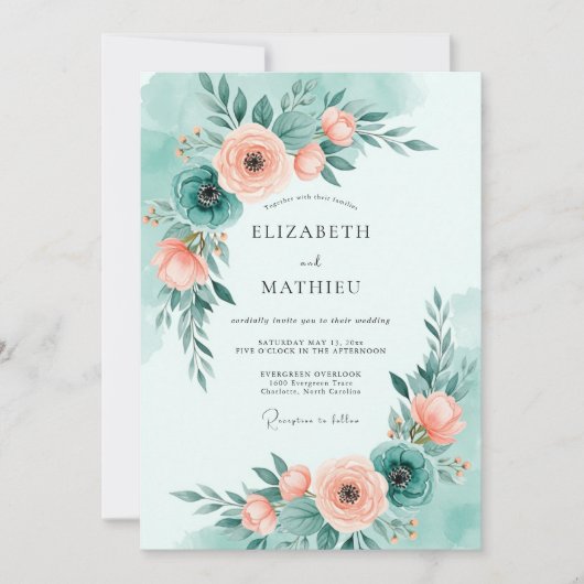 Mint Green Sunlit Summer Wedding Kaart (Voorkant)