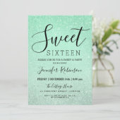 Mint Green Sweet 16 Birthday Glitter Look Paint Kaart (Staand voorkant)