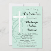 Mint Green Swirl Cross Bevestiging Uitnodiging (Voorkant)