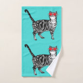 Mint Green Tabby Cat Cats Boys Sunbril Cool Bad Handdoek (Handdoek)