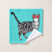 Mint Green Tabby Cat Cats Boys Sunbril Cool Bad Handdoek (Wasdoekje)