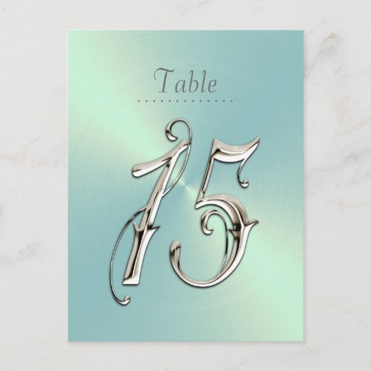 Mint Green Table Numbers Fancy Zilveren Vijftien Briefkaart (Voorkant)