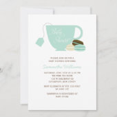 Mint Green Tea Cup en Macarons Baby shower Kaart (Voorkant)