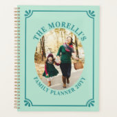 Mint Green & Teal Oval Photo Family Planner (Voorkant)