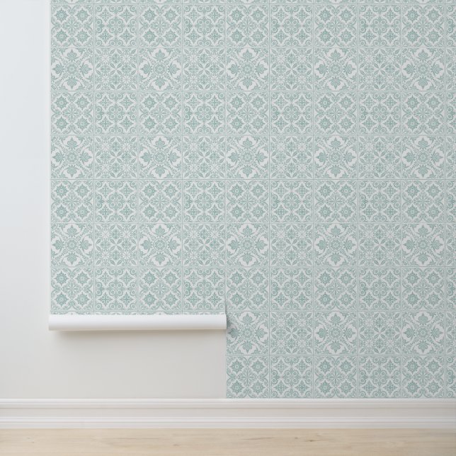Mint Green  Tegel Patroon, Sierontwerp Behang (Applicatie)