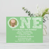 Mint Green The Big One First Birthday Party Kaart (Staand voorkant)