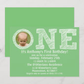 Mint Green The Big One First Birthday Party Kaart (Voorkant / Achterkant)