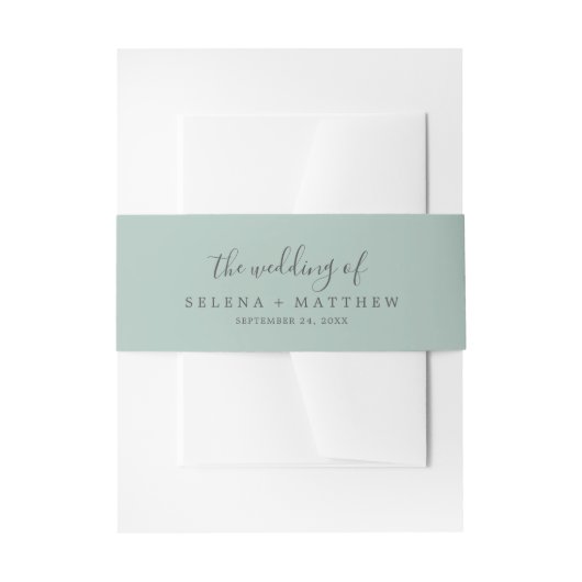 Mint Green The Wedding of Invitation Belly Band Uitnodigingen Wikkel (Voorkant Voorbeeld)