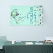 Mint Green Theepot Waterverf Flowers Aqua Blauwgro Spandoek (Beurs)