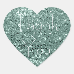 Mint Green Tiffany Glitter Glam Hartelijk dank Hart Sticker
