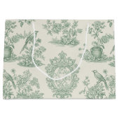 Mint Green Toile Floral and Bird Pattern Groot Cadeauzakje (Voorkant)