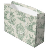 Mint Green Toile Floral and Bird Pattern Groot Cadeauzakje (Achterkant Gekanteld)