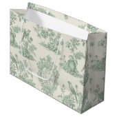 Mint Green Toile Floral and Bird Pattern Groot Cadeauzakje (Voorkant Gekanteld)