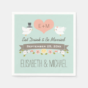 Mint Green Tortelduifjes Dove Wedding Servet
