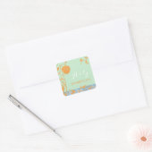 Mint Green Tortelduifjes Weddenschap Monogrammen Vierkante Sticker (Envelop)