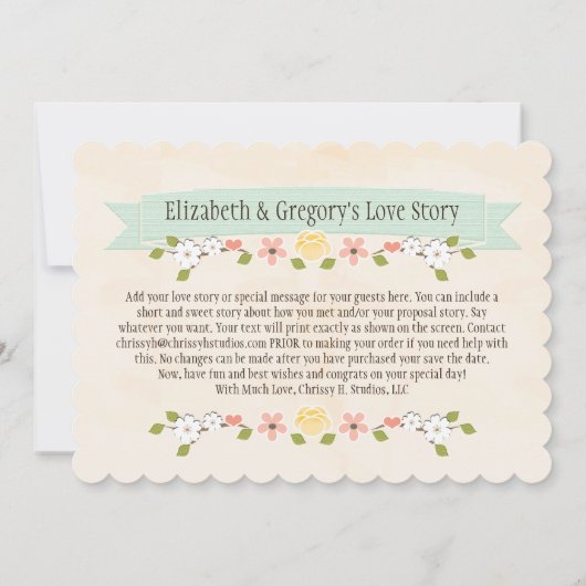 Mint Green Tortelduifjes Wedding Save the Date Kaa (Achterkant)