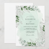 Mint Green Tranquil Fern Wedding Kaart (Voorkant / Achterkant)