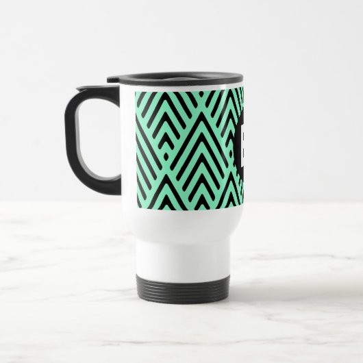 Mint Green Trendy Chevron Pattern Monogram Reisbeker (Links)