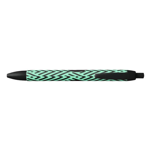 Mint Green Trendy Chevron Pattern Monogram Zwarte Inkt Pen (Achterkant)