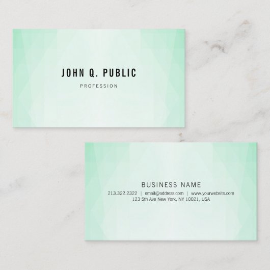 Mint Green Trendy Modern Simple Sjabloon Visitekaartje (Voorkant / Achterkant)