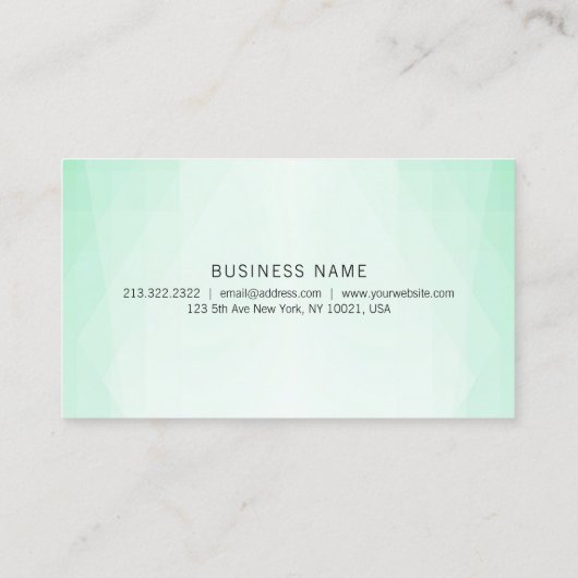 Mint Green Trendy Modern Simple Sjabloon Visitekaartje (Achterkant)
