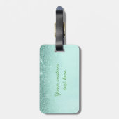 Mint Green Trendy Ombre Glitter Monogram Luggage Bagagelabel (Achterkant verticaal)