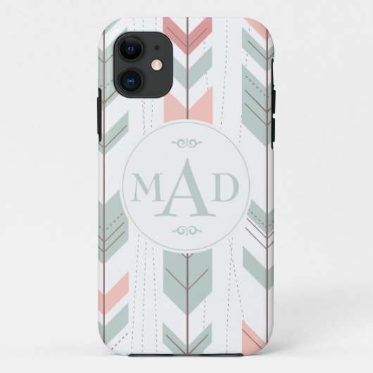 Mint Green Tribal Pattern Monogram iPhone 5 Hoesje (Achterkant)