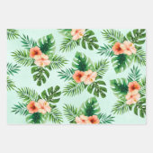 Mint Green Tropical Leaves en Geometric Pattern Inpakpapier Vel (Voorkant 3)