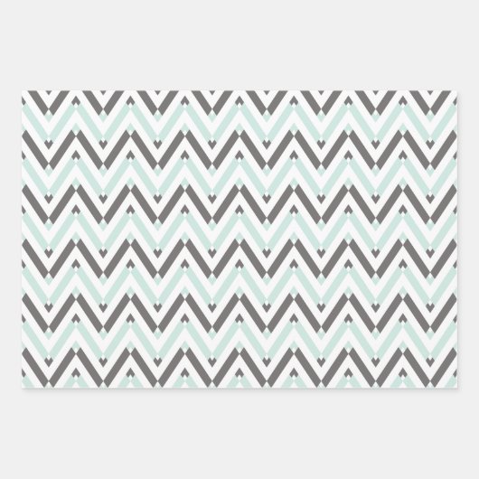 Mint Green Tropical Leaves en Geometric Pattern Inpakpapier Vel (Voorkant 2)