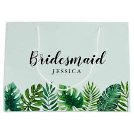 Mint Green Tropische Waterverf bladeren bruidsmeis Groot Cadeauzakje