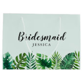 Mint Green Tropische Waterverf bladeren bruidsmeis Groot Cadeauzakje (Achterkant)