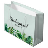 Mint Green Tropische Waterverf bladeren bruidsmeis Groot Cadeauzakje (Voorkant Gekanteld)