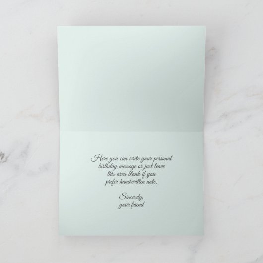 Mint Green Tropische Waterverf Bloemen Verjaardag Kaart (Binnen)