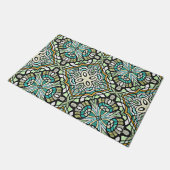 Mint Green Turquoise Hip Bohemian Bali Art Motif Deurmat (Schuin)