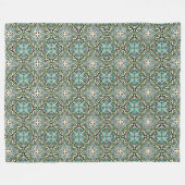 Mint Green Turquoise Hip Bohemian Bali Art Motif Fleece Deken (Voorkant (Horizontaal))