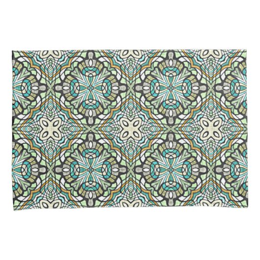 Mint Green Turquoise Hip Bohemian Bali Art Motif Kussensloop (Voorkant-Rechts)